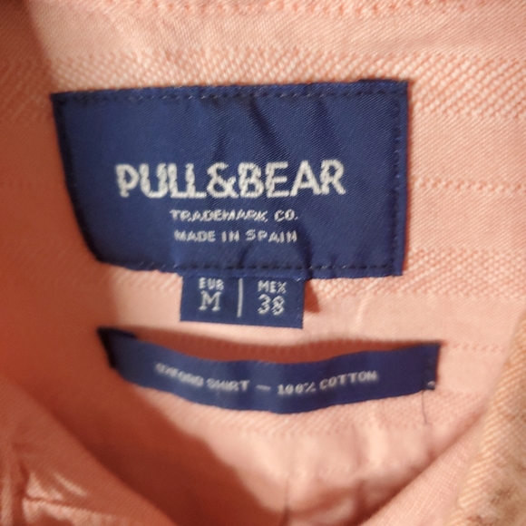 Pull & Bear Pink Button Shirt Made In Spain Men Size M - Picture 3 of 3